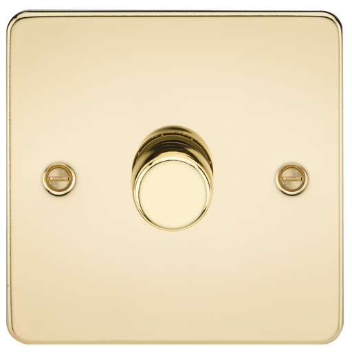 Knightsbridge FP2181PB Flat Plate 1G 2 Way 10-200W (5-150W LED) Trailing Edge Dimmer - Polished Brass - westbasedirect.com