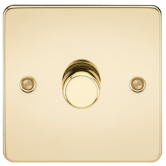 Knightsbridge FP2181PB Flat Plate 1G 2 Way 10-200W (5-150W LED) Trailing Edge Dimmer - Polished Brass - westbasedirect.com