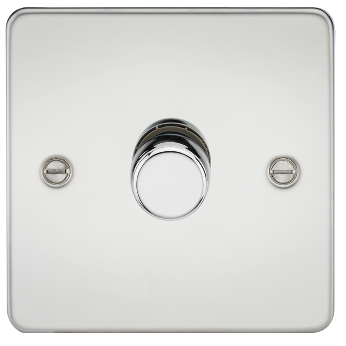 Knightsbridge FP2181PC Flat Plate 1G 2 Way 10-200W (5-150W LED) Trailing Edge Dimmer - Polished Chrome - westbasedirect.com