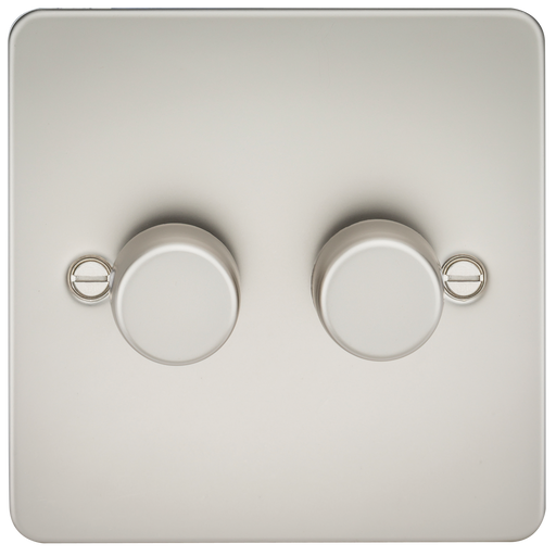 Knightsbridge FP2182PL Flat Plate 2G 2 Way 10-200W (5-150W LED) Trailing Edge Dimmer - Pearl - westbasedirect.com