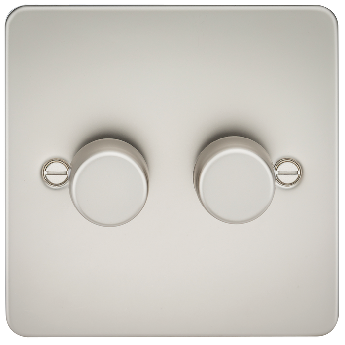 Knightsbridge FP2182PL Flat Plate 2G 2 Way 10-200W (5-150W LED) Trailing Edge Dimmer - Pearl - westbasedirect.com