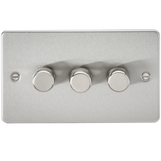 Knightsbridge FP2183BC Flat Plate 3G 2 Way 10-200W (5-150W LED) Trailing Edge Dimmer - Brushed Chrome - westbasedirect.com