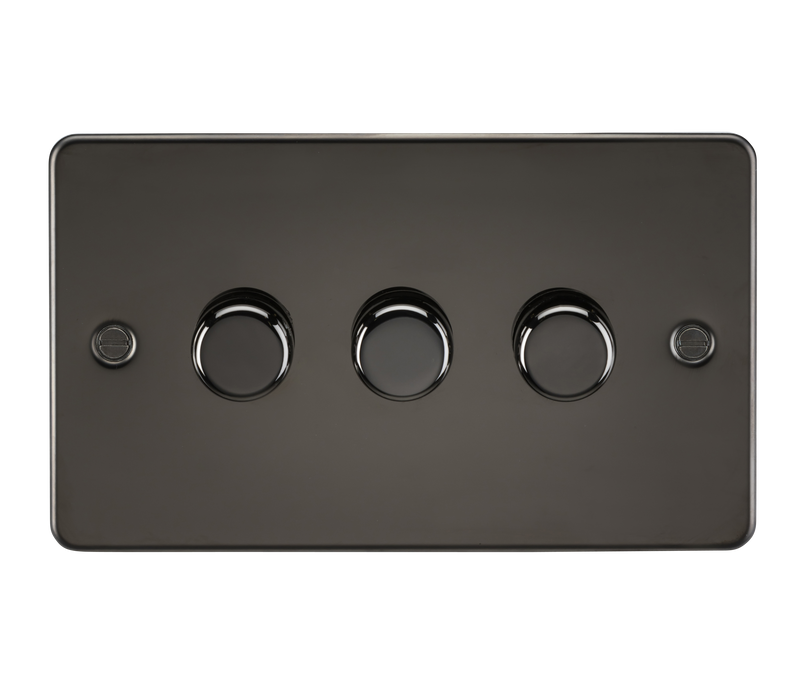 Knightsbridge FP2183GM Flat Plate 3G 2 Way 10-200W (5-150W LED) Trailing Edge Dimmer - Gunmetal - westbasedirect.com