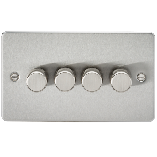 Knightsbridge FP2184BC Flat Plate 4G 2 Way 10-200W (5-150W LED) Trailing Edge Dimmer - Brushed Chrome - westbasedirect.com