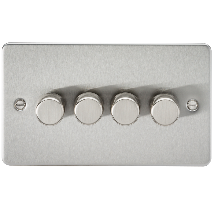 Knightsbridge FP2184BC Flat Plate 4G 2 Way 10-200W (5-150W LED) Trailing Edge Dimmer - Brushed Chrome - westbasedirect.com