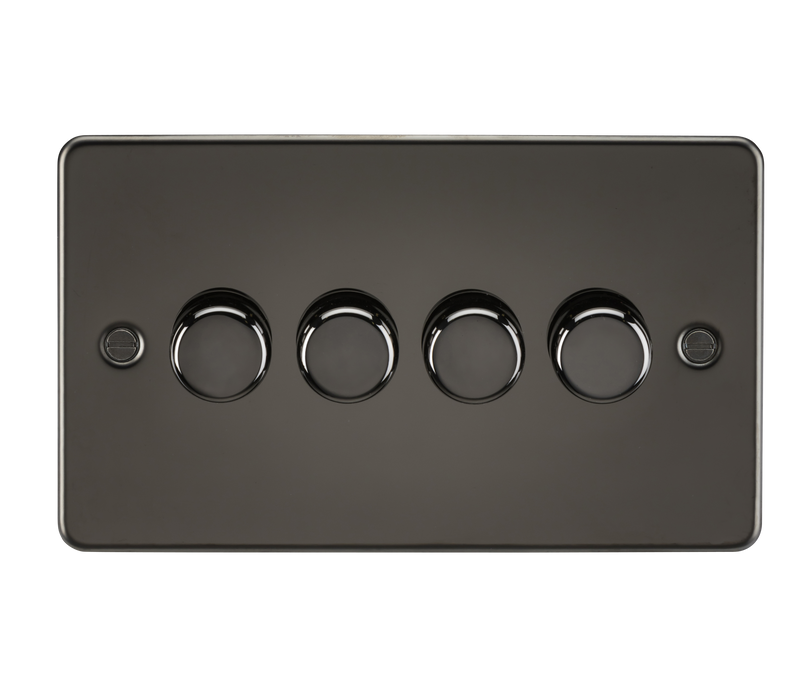 Knightsbridge FP2184GM Flat Plate 4G 2 Way 10-200W (5-150W LED) Trailing Edge Dimmer - Gunmetal - westbasedirect.com