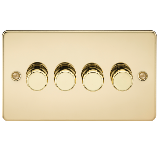 Knightsbridge FP2184PB Flat Plate 4G 2 Way 10-200W (5-150W LED) Trailing Edge Dimmer - Polished Brass - westbasedirect.com