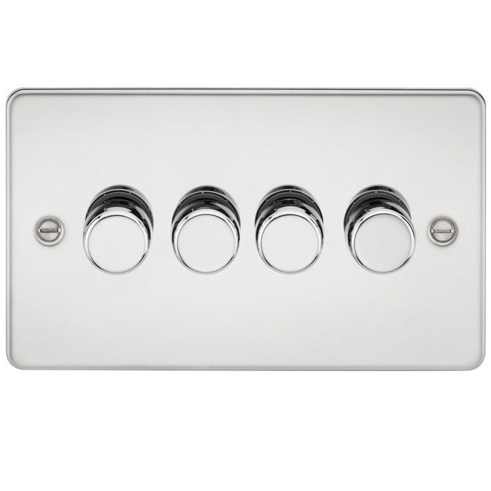 Knightsbridge FP2184PC Flat Plate 4G 2 Way 10-200W (5-150W LED) Trailing Edge Dimmer - Polished Chrome - westbasedirect.com