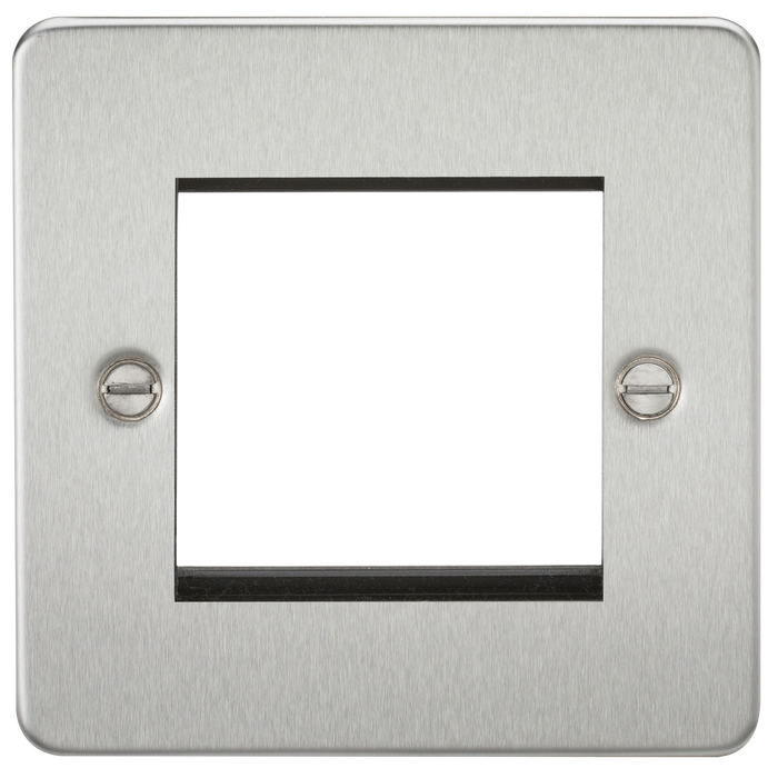Knightsbridge FP2GBC Flat Plate 2G Modular Faceplate - Brushed Chrome - westbasedirect.com