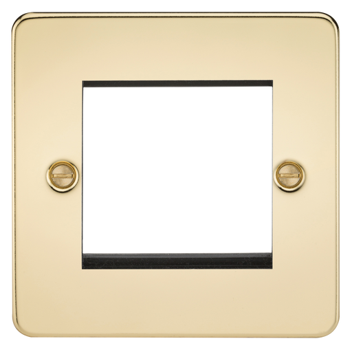 Knightsbridge FP2GPB Flat Plate 2G Modular Faceplate - Polished Brass - westbasedirect.com