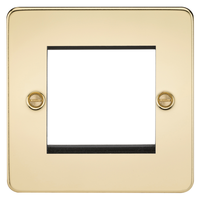 Knightsbridge FP2GPB Flat Plate 2G Modular Faceplate - Polished Brass - westbasedirect.com