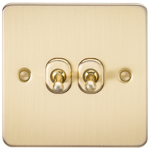 Knightsbridge FP2TOGBB Flat Plate 10AX 2G 2-Way Toggle Switch - Brushed Brass - westbasedirect.com