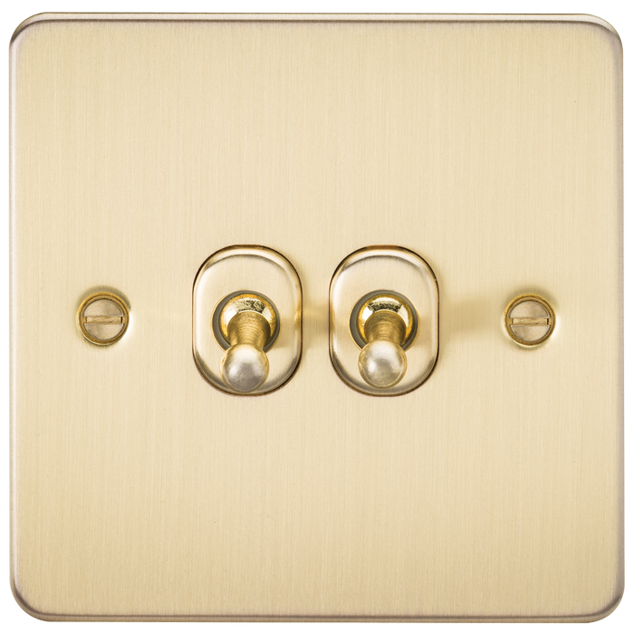 Knightsbridge FP2TOGBB Flat Plate 10AX 2G 2-Way Toggle Switch - Brushed Brass - westbasedirect.com