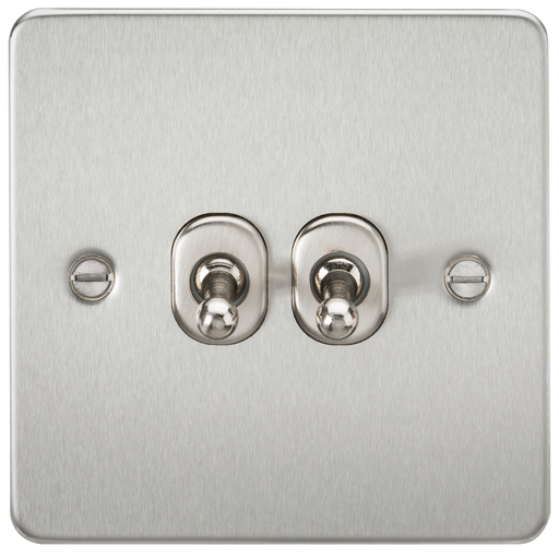 Knightsbridge FP2TOGBC Flat Plate 10AX 2G 2-Way Toggle Switch - Brushed Chrome - westbasedirect.com