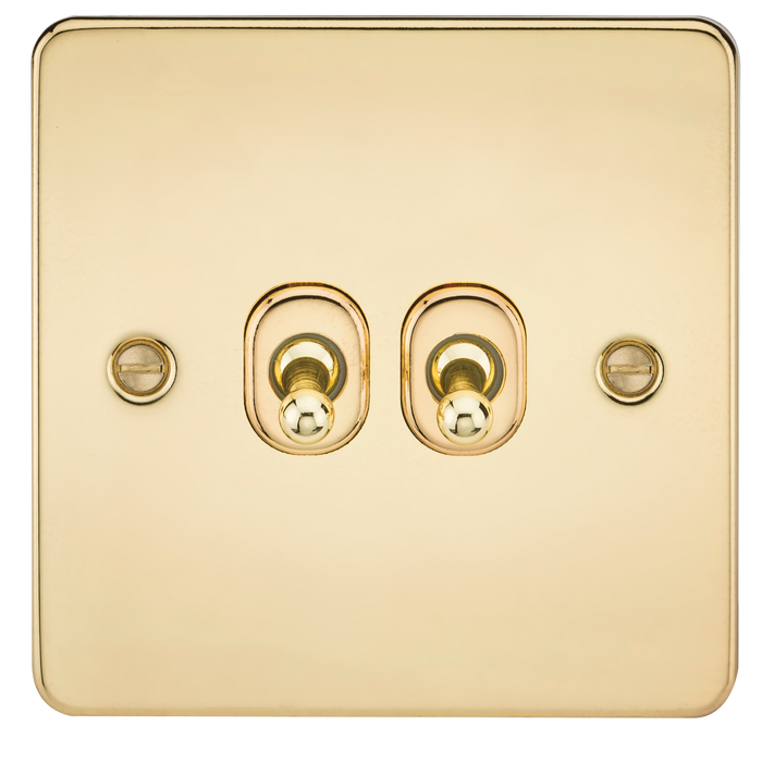 Knightsbridge FP2TOGPB Flat Plate 10AX 2G 2-Way Toggle Switch - Polished Brass - westbasedirect.com