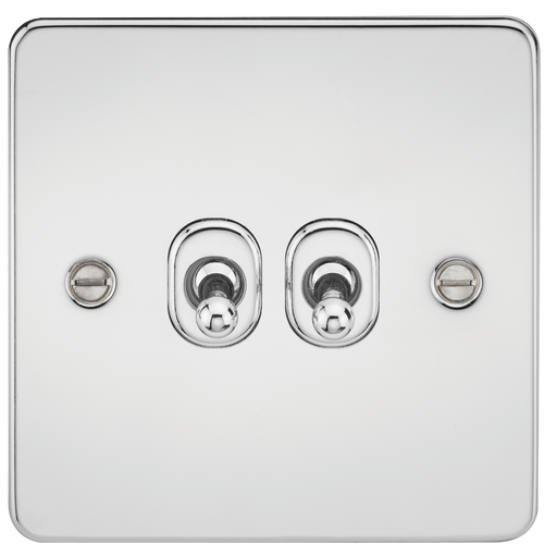 Knightsbridge FP2TOGPC Flat Plate 10AX 2G 2-Way Toggle Switch - Polished Chrome - westbasedirect.com