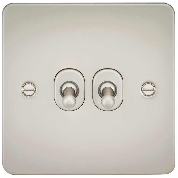 Knightsbridge FP2TOGPL Flat Plate 10AX 2G 2-Way Toggle Switch - Pearl - westbasedirect.com