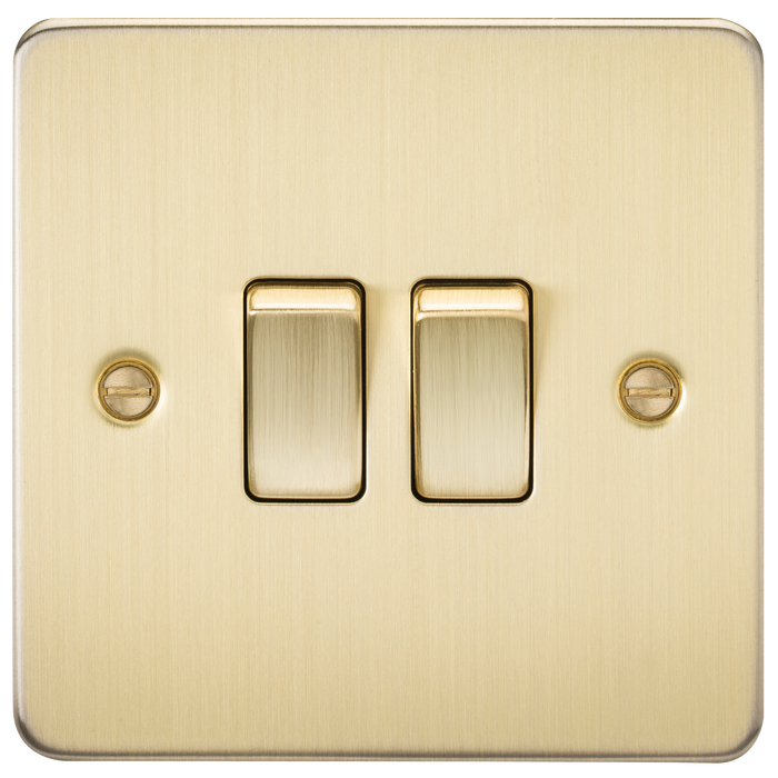 Knightsbridge FP3000BB Flat Plate 10AX 2G 2-Way Switch - Brushed Brass - westbasedirect.com