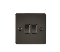 Knightsbridge FP3000GM Flat Plate 10AX 2G 2-Way Switch - Gunmetal