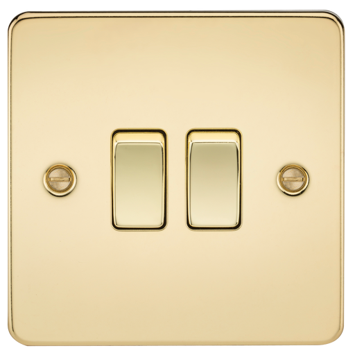 Knightsbridge FP3000PB Flat Plate 10AX 2G 2-Way Switch - Polished Brass - westbasedirect.com