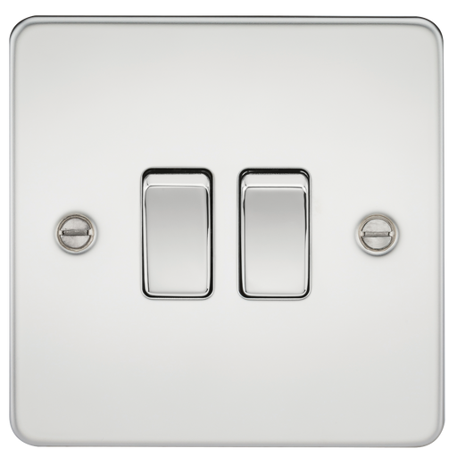 Knightsbridge FP3000PC Flat Plate 10AX 2G 2-Way Switch - Polished Chrome - westbasedirect.com