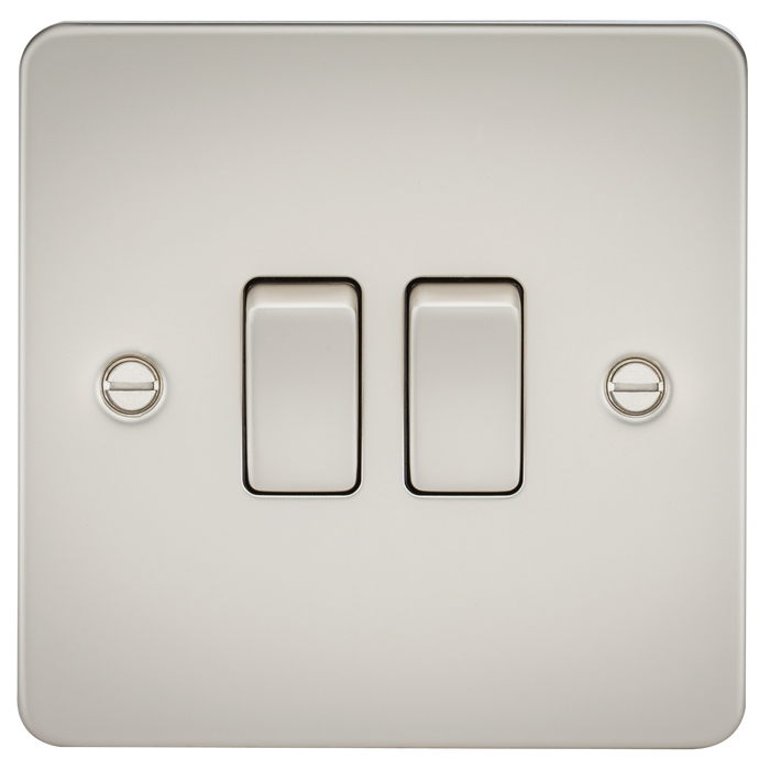 Knightsbridge FP3000PL Flat Plate 10AX 2G 2-Way Switch - Pearl - westbasedirect.com
