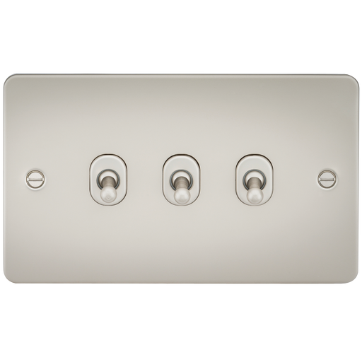 Knightsbridge FP3TOGPL Flat Plate 10AX 3G 2-Way Toggle Switch - Pearl - westbasedirect.com