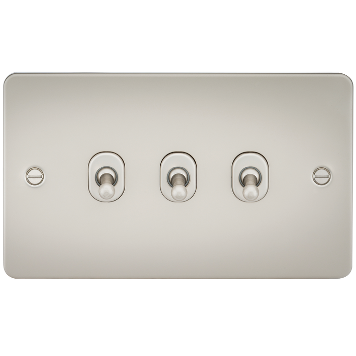 Knightsbridge FP3TOGPL Flat Plate 10AX 3G 2-Way Toggle Switch - Pearl - westbasedirect.com