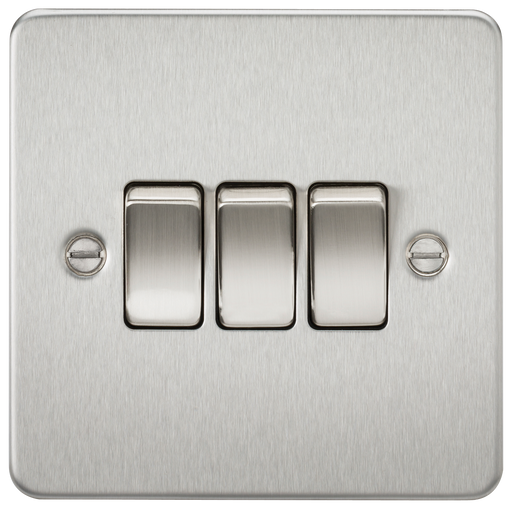 Knightsbridge FP4000BC Flat Plate 10AX 3G 2-Way Switch - Brushed Chrome - westbasedirect.com