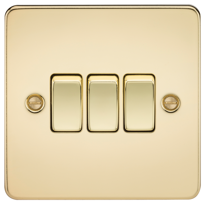Knightsbridge FP4000PB Flat Plate 10AX 3G 2-Way Switch - Polished Brass - westbasedirect.com