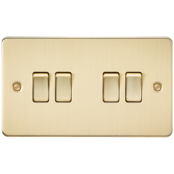 Knightsbridge FP4100BB Flat Plate 10AX 4G 2-Way Switch - Brushed Brass - westbasedirect.com