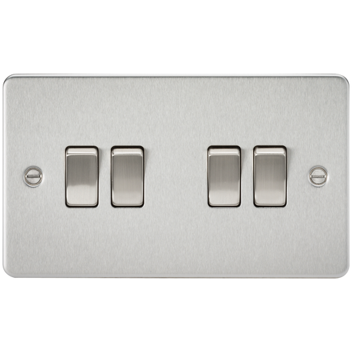Knightsbridge FP4100BC Flat Plate 10AX 4G 2-Way Switch - Brushed Chrome - westbasedirect.com