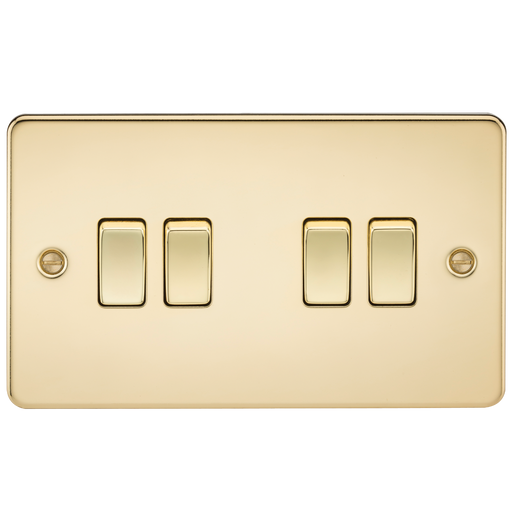 Knightsbridge FP4100PB Flat Plate 10AX 4G 2-Way Switch - Polished Brass - westbasedirect.com