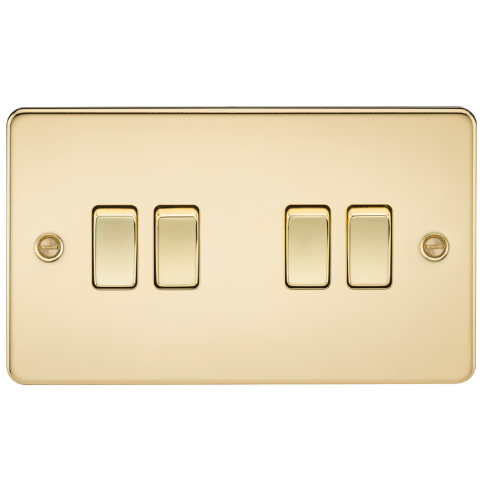 Knightsbridge FP4100PB Flat Plate 10AX 4G 2-Way Switch - Polished Brass - westbasedirect.com