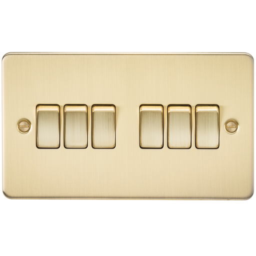 Knightsbridge FP4200BB Flat Plate 10AX 6G 2-Way Switch - Brushed Brass - westbasedirect.com