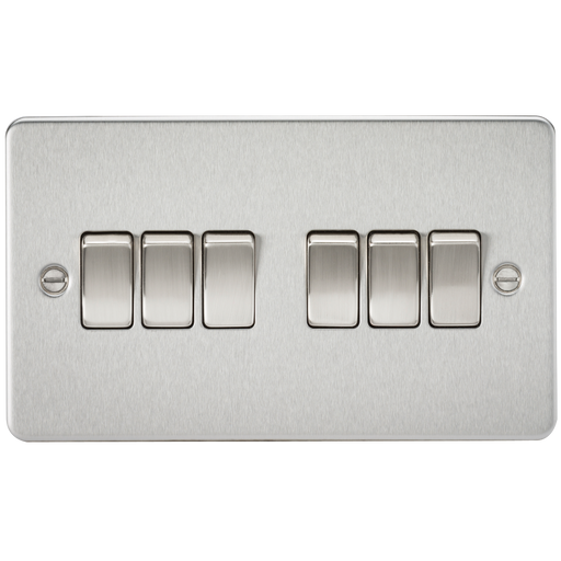Knightsbridge FP4200BC Flat Plate 10AX 6G 2-Way Switch - Brushed Chrome - westbasedirect.com