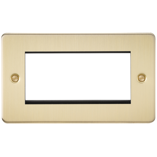 Knightsbridge FP4GBB Flat Plate 4G Modular Faceplate - Brushed Brass - westbasedirect.com