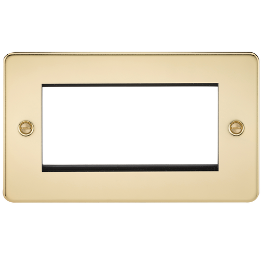Knightsbridge FP4GPB Flat Plate 4G Modular Faceplate - Polished Brass - westbasedirect.com