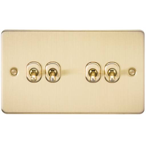 Knightsbridge FP4TOGBB Flat Plate 10AX 4G 2-Way Toggle Switch - Brushed Brass - westbasedirect.com
