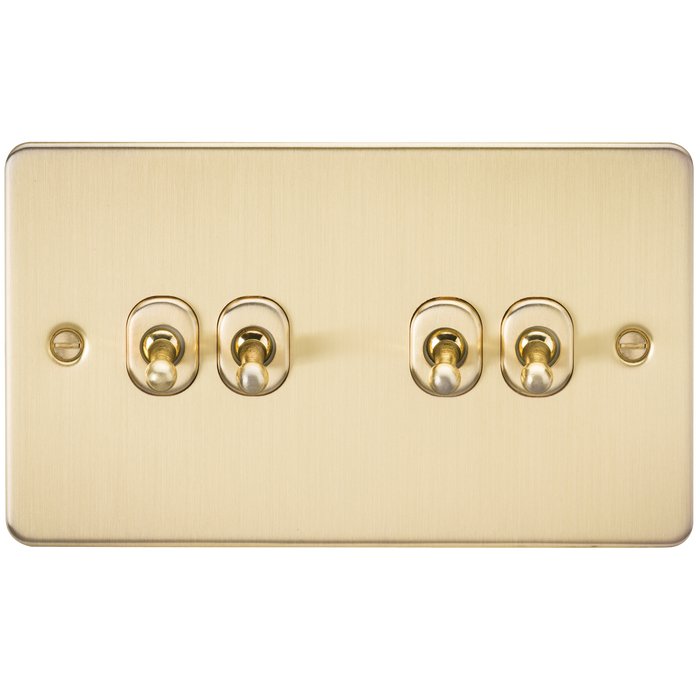 Knightsbridge FP4TOGBB Flat Plate 10AX 4G 2-Way Toggle Switch - Brushed Brass - westbasedirect.com