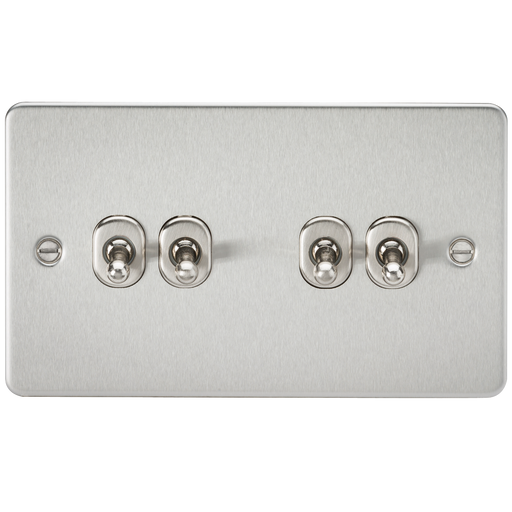 Knightsbridge FP4TOGBC Flat Plate 10AX 4G 2-Way Toggle Switch - Brushed Chrome - westbasedirect.com