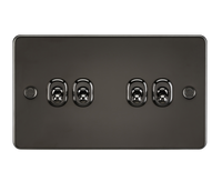 Knightsbridge FP4TOGGM Flat Plate 10AX 4G 2-Way Toggle Switch - Gunmetal