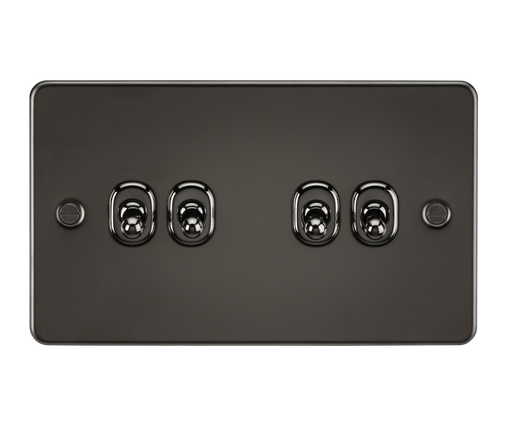 Knightsbridge FP4TOGGM Flat Plate 10AX 4G 2-Way Toggle Switch - Gunmetal - westbasedirect.com