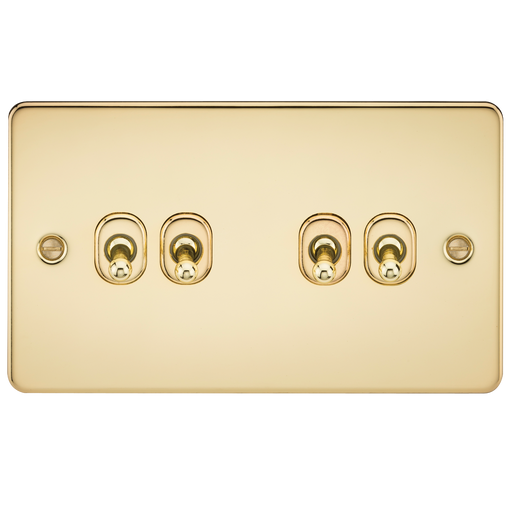 Knightsbridge FP4TOGPB Flat Plate 10AX 4G 2-Way Toggle Switch - Polished Brass - westbasedirect.com