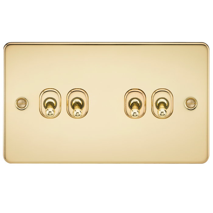 Knightsbridge FP4TOGPB Flat Plate 10AX 4G 2-Way Toggle Switch - Polished Brass - westbasedirect.com