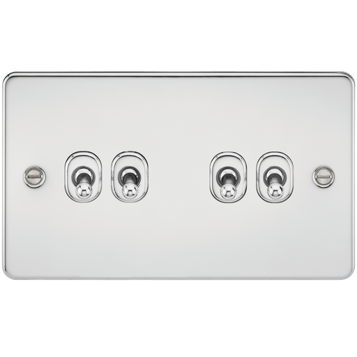 Knightsbridge FP4TOGPC Flat Plate 10AX 4G 2-Way Toggle Switch - Polished Chrome - westbasedirect.com