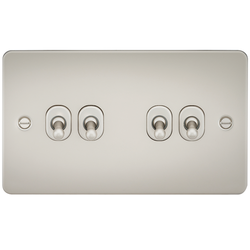 Knightsbridge FP4TOGPL Flat Plate 10AX 4G 2-Way Toggle Switch - Pearl - westbasedirect.com