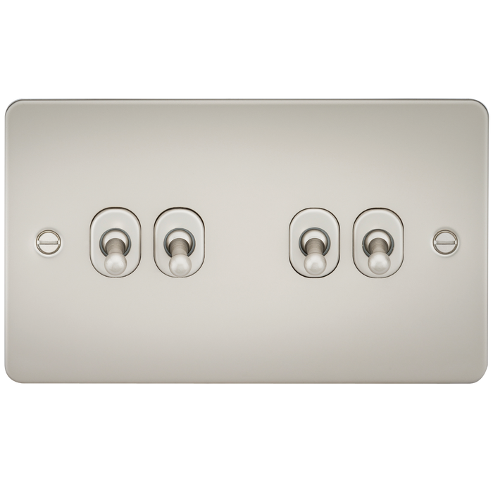 Knightsbridge FP4TOGPL Flat Plate 10AX 4G 2-Way Toggle Switch - Pearl - westbasedirect.com