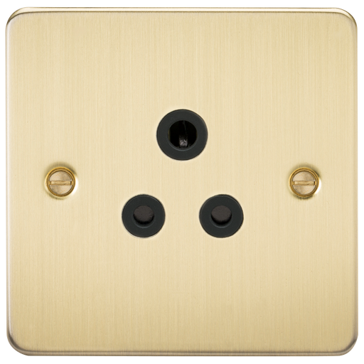 Knightsbridge FP5ABB Flat Plate 5A Unswitched Socket - Brushed Brass + Black Insert - westbasedirect.com