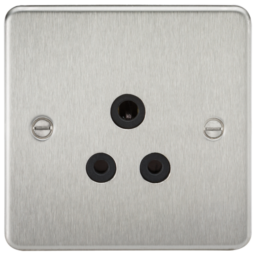 Knightsbridge FP5ABC Flat Plate 5A Unswitched Socket - Brushed Chrome + Black Insert - westbasedirect.com